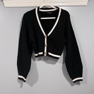 LOVE TREE Juniors Black Cable Knit Sweater - Size L